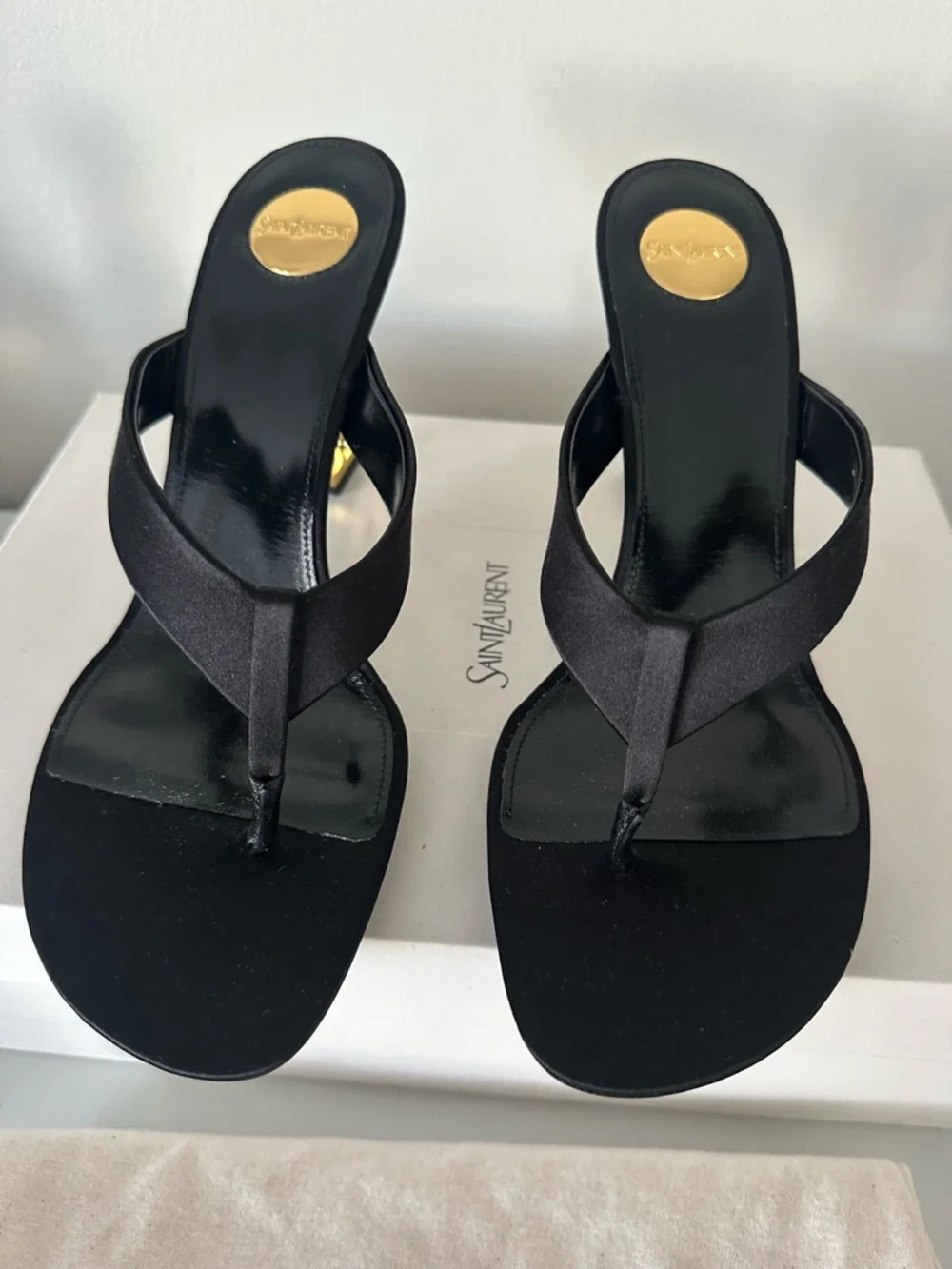 Saint Laurent Thong OPYUM MULES IN SATIN CREPE BLACK 39.5 - Picture 2 of 7